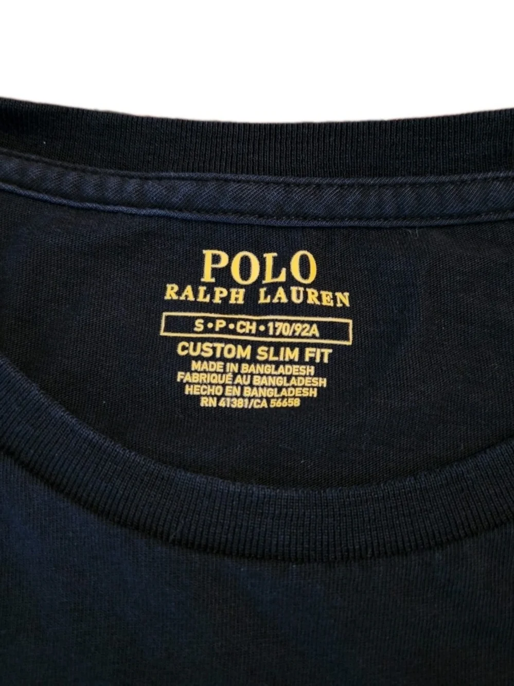 Polo Ralph Lauren Size S Custom Slim-Fit Black Long-Sleeve Crewneck Tee Shirt